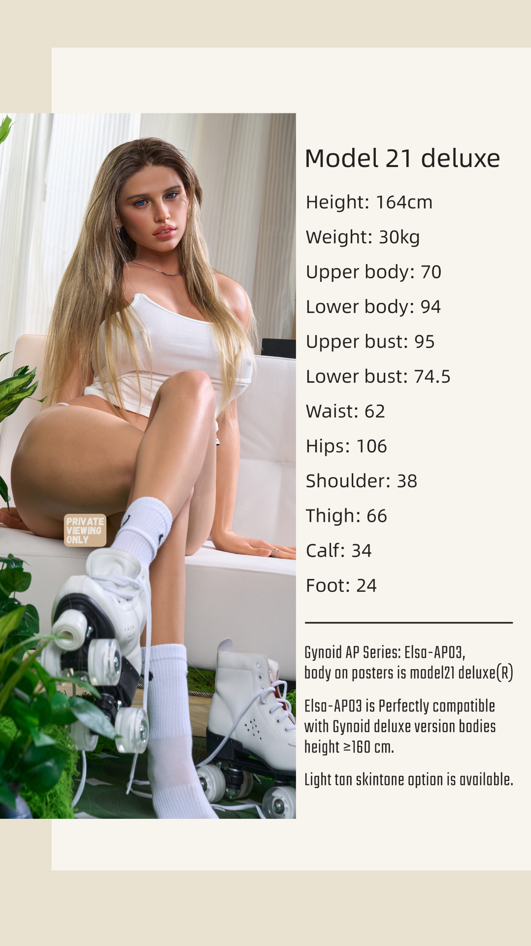 Elsa modèle 21 de luxe poupée sexuelle (Gynoid Doll 164 cm F-Cup Silicone)