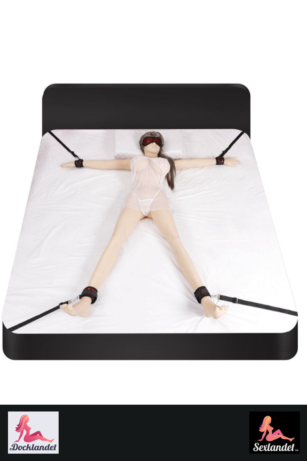 BDSM Kit - Menottes, tenue en dentelle et masque pour les yeux (ensemble de 7 pièces)