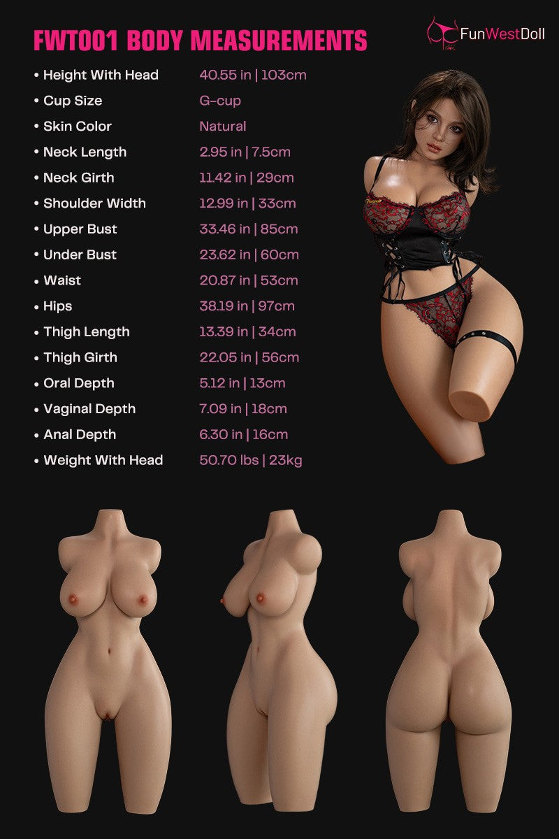 Lyra Torse poupée sexuelle (FunWest Doll 103 cm (Coupe G #054S Silicone)