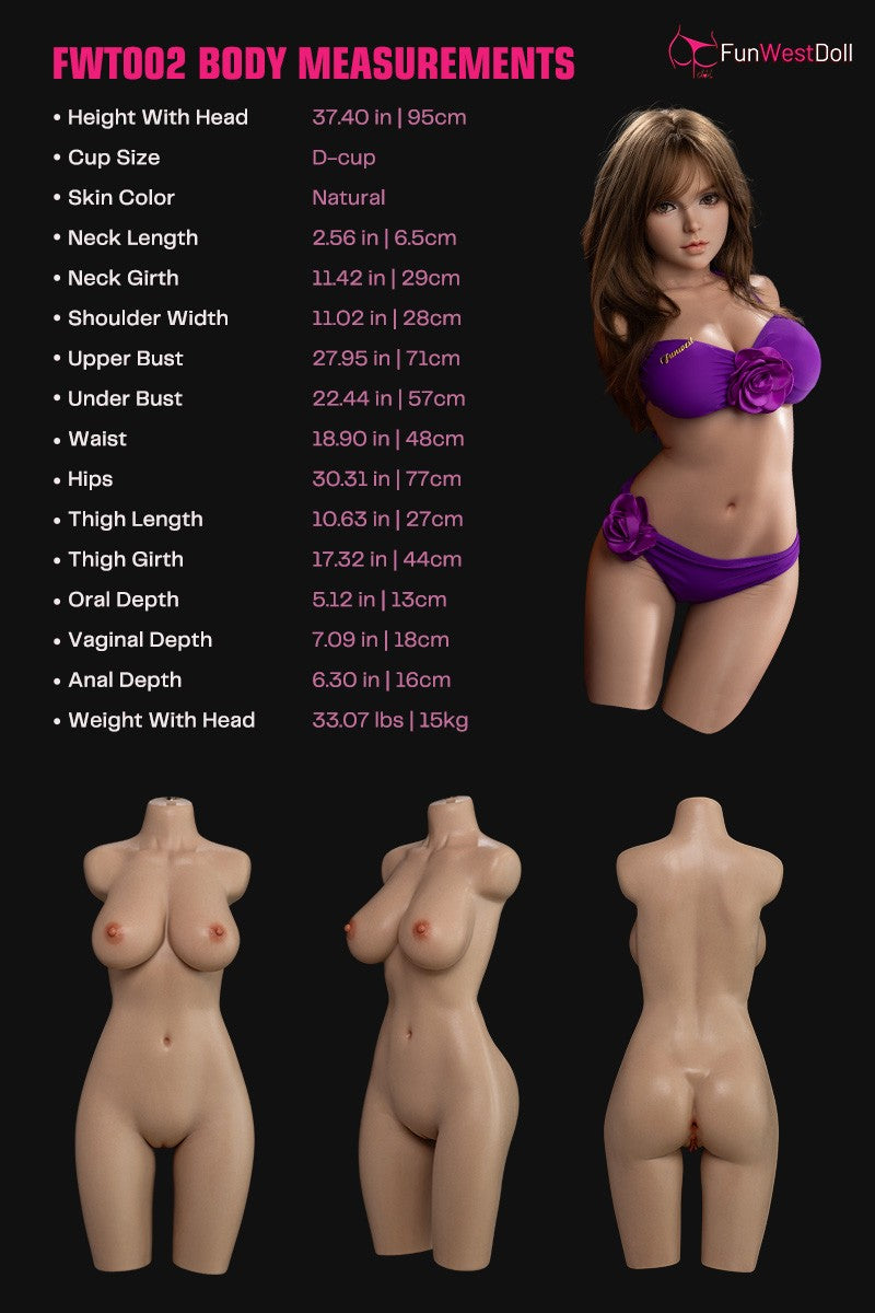 Torse de Lily poupée sexuelle (FunWest Doll Bonnet D 95 cm #036S Silicone)