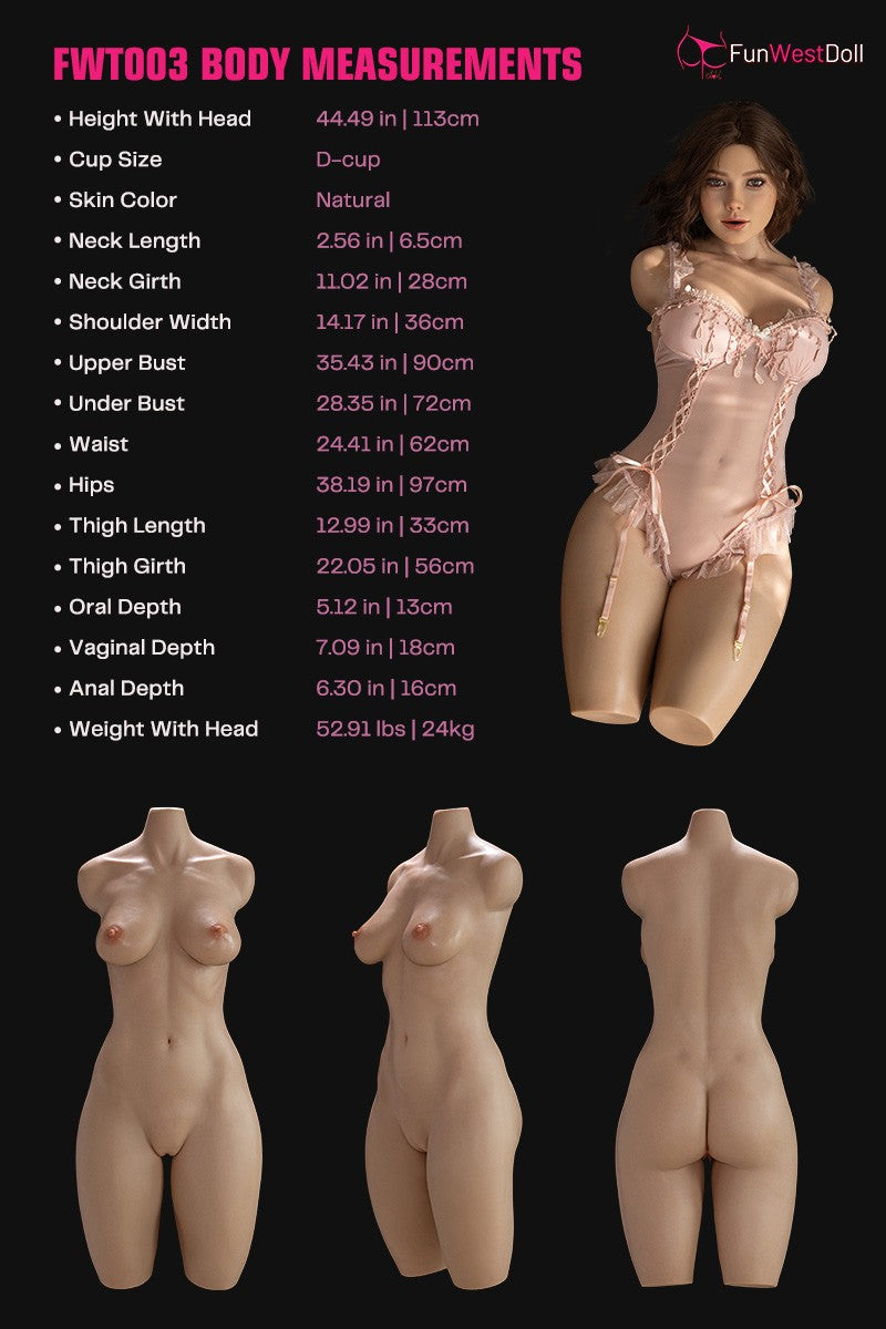 Torse Rose poupée sexuelle (FunWest Doll 113 cm Bonnet D #043SJ Silicone)