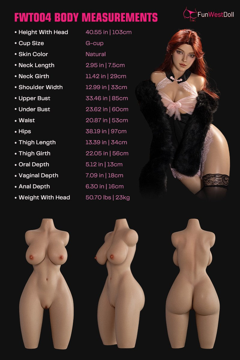 Torse de Lexie poupée sexuelle (FunWest Doll 103 cm (G-Cup #026S Silicone)