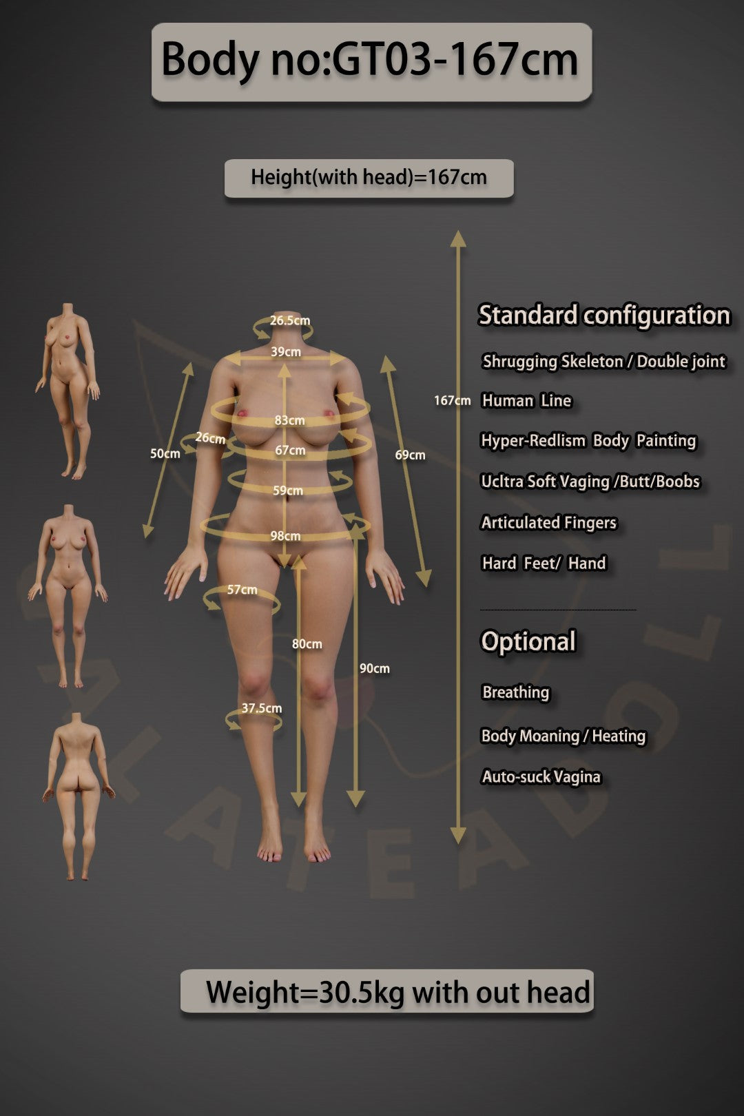 Érable poupée sexuelle (Galatea Doll 167cm Bonnet D #043 Silicone)