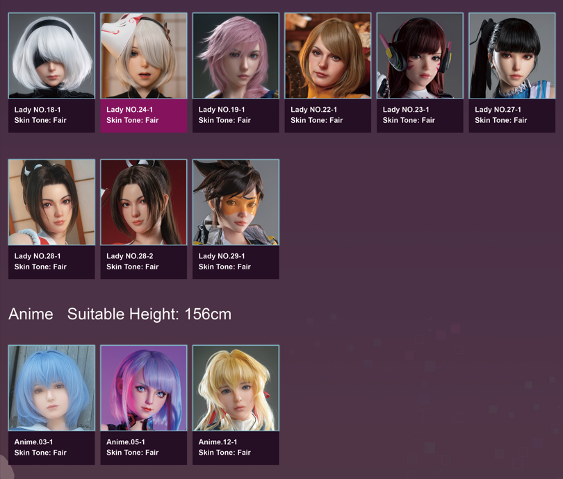 Tête supplémentaire (Game Lady Doll Silicone d'origine)