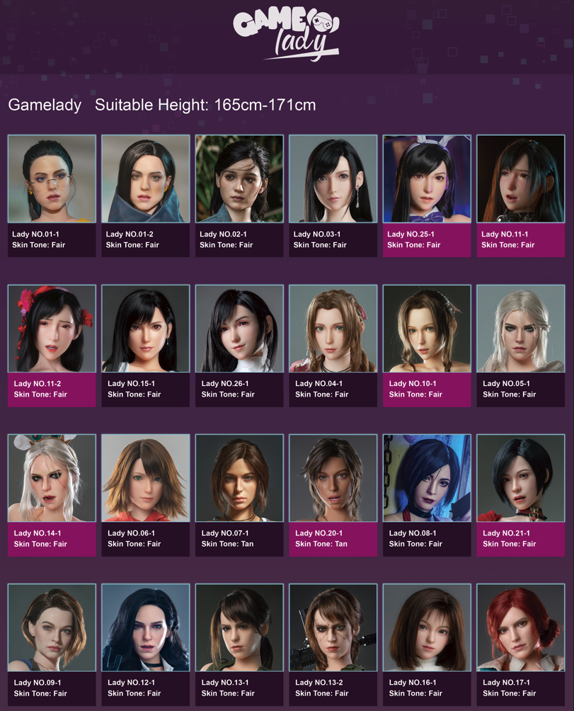 Tête supplémentaire (Game Lady Doll Silicone d'origine)