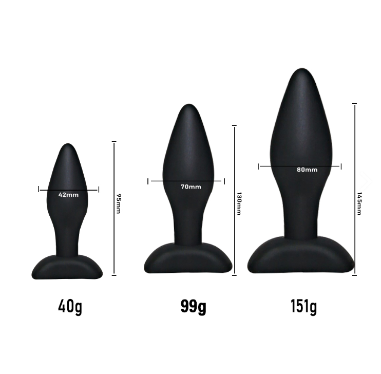 Plug à bout classique en silicone doux - réglé avec 3 tailles
