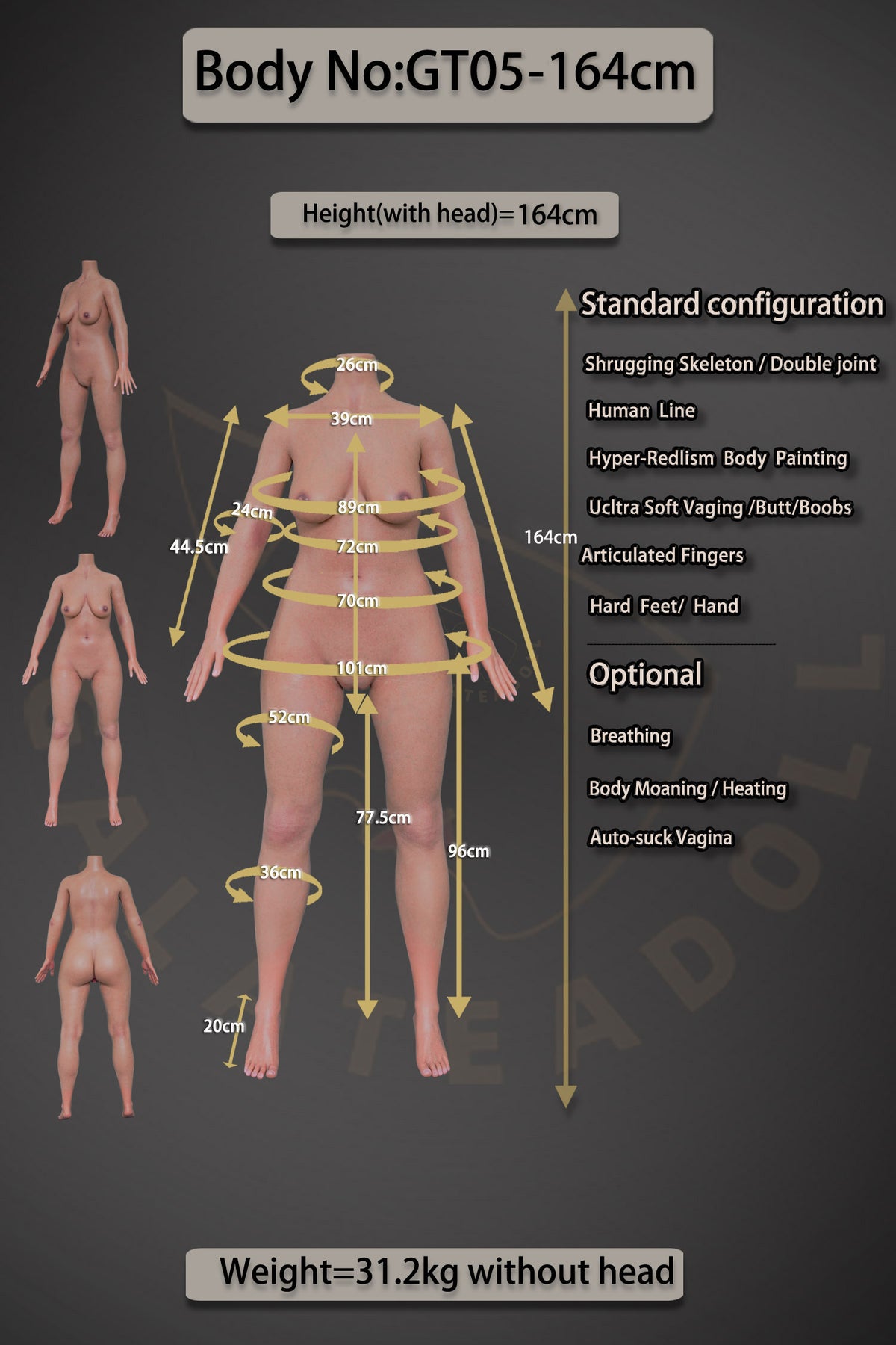 Marie poupée sexuelle (Galatea Doll 164 cm (B-Cup #135 Silicone)