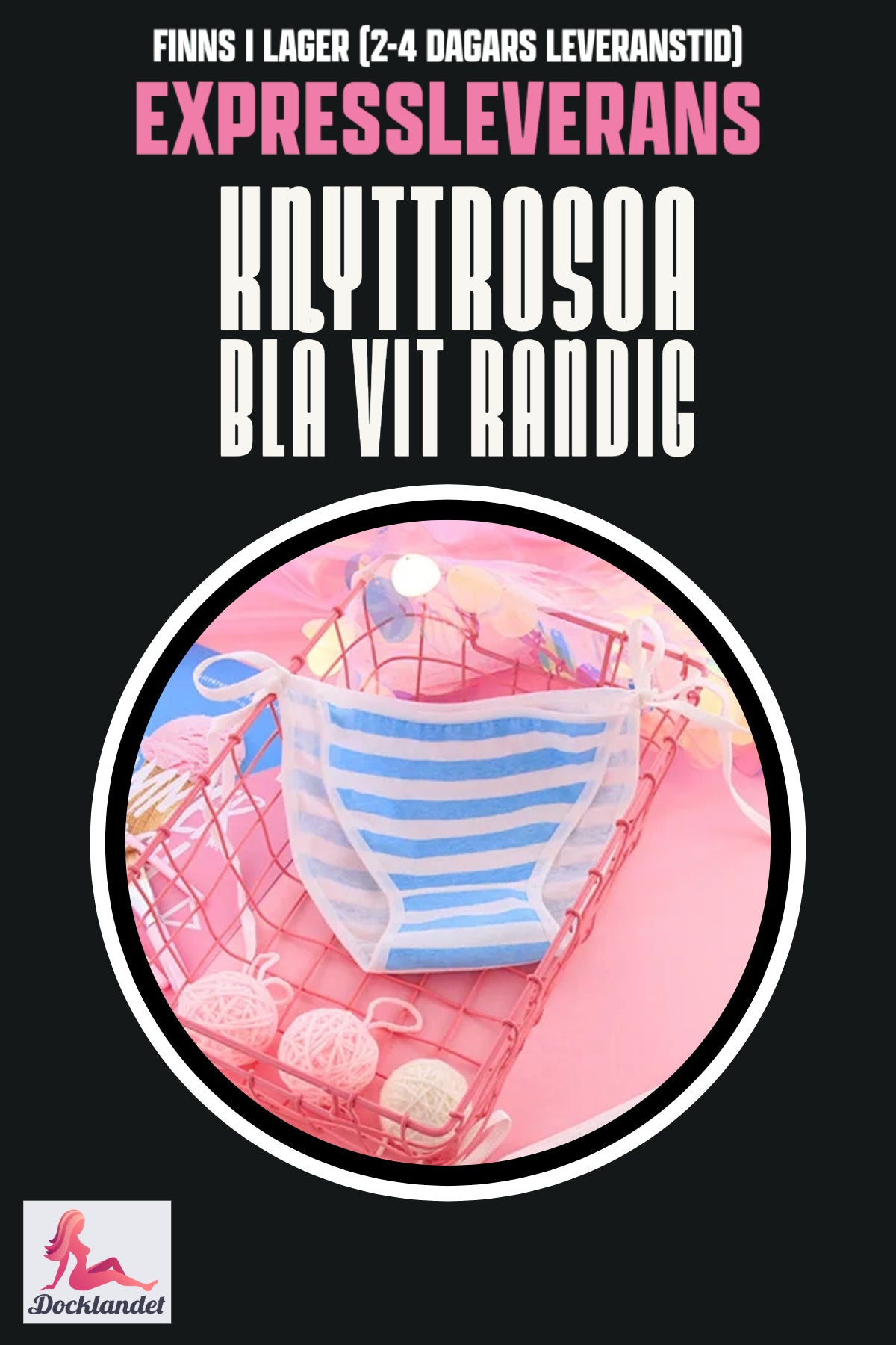 Cravate rose pour poupée sexuelle (Rose/Bleu blanc, rayé)