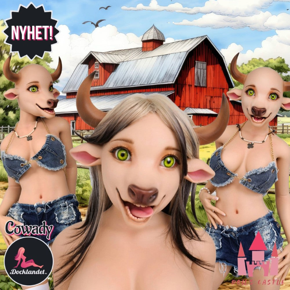 Cowady är en 158 cm lång sexdocka av silikon från märket Dolls Castle. Denna unika docka har en ståtlig kropp med bröststorlek D-kupa och ett huvud föreställande en ko. Cowady är trots sitt låga pris en silikon-docka av högsta klass. Dolls Castle är en erfaren tillverkare med nära relation till JinSan (WM-Doll) och är kända för att ha dockor med väldigt speciella stilar. Cowady är utrustad med rörlig käke vilket är perfekt för modell-fotografering eller oralsex. Vilket är ditt behov av Cowady? Svårt val! Me